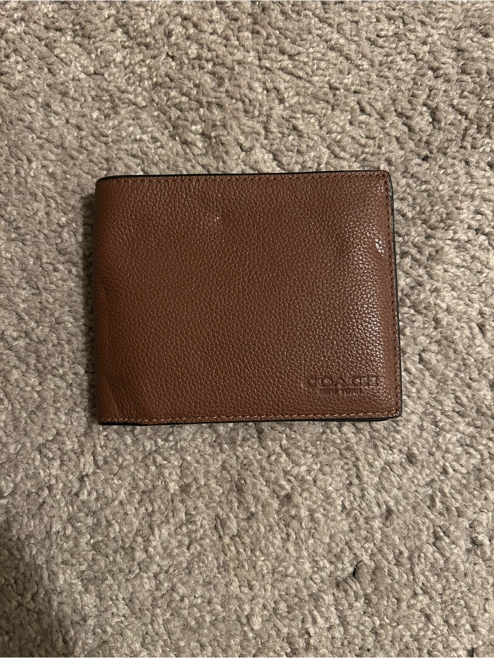 Coach Pebbled Leather Card Wallet in Chestnut Brown